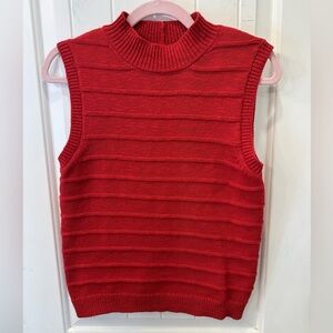 NWT Sanctuary "Life Is Easy" Mock Neck Sweater Vest XS Cherry Red